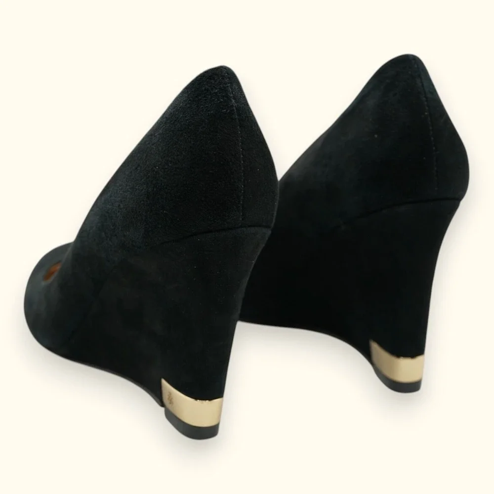 Tory Burch Astoria Wedge Lancaster Suede Shoes Size‎ 6M ~ Heel 3.5